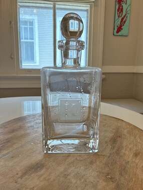 Pottery Barn Monogrammed Initial K Square Glass Whiskey Decanter